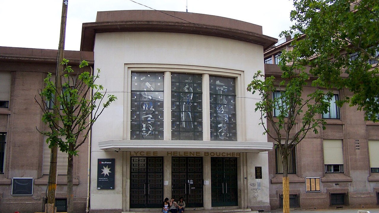 Stand-in: July 2011 file photo of the entrance of Lycée Hélène-Boucher on Cours de Vincennes in Paris, a school that protesters barricaded on Tuesday, not a photo of Tuesday’s protests